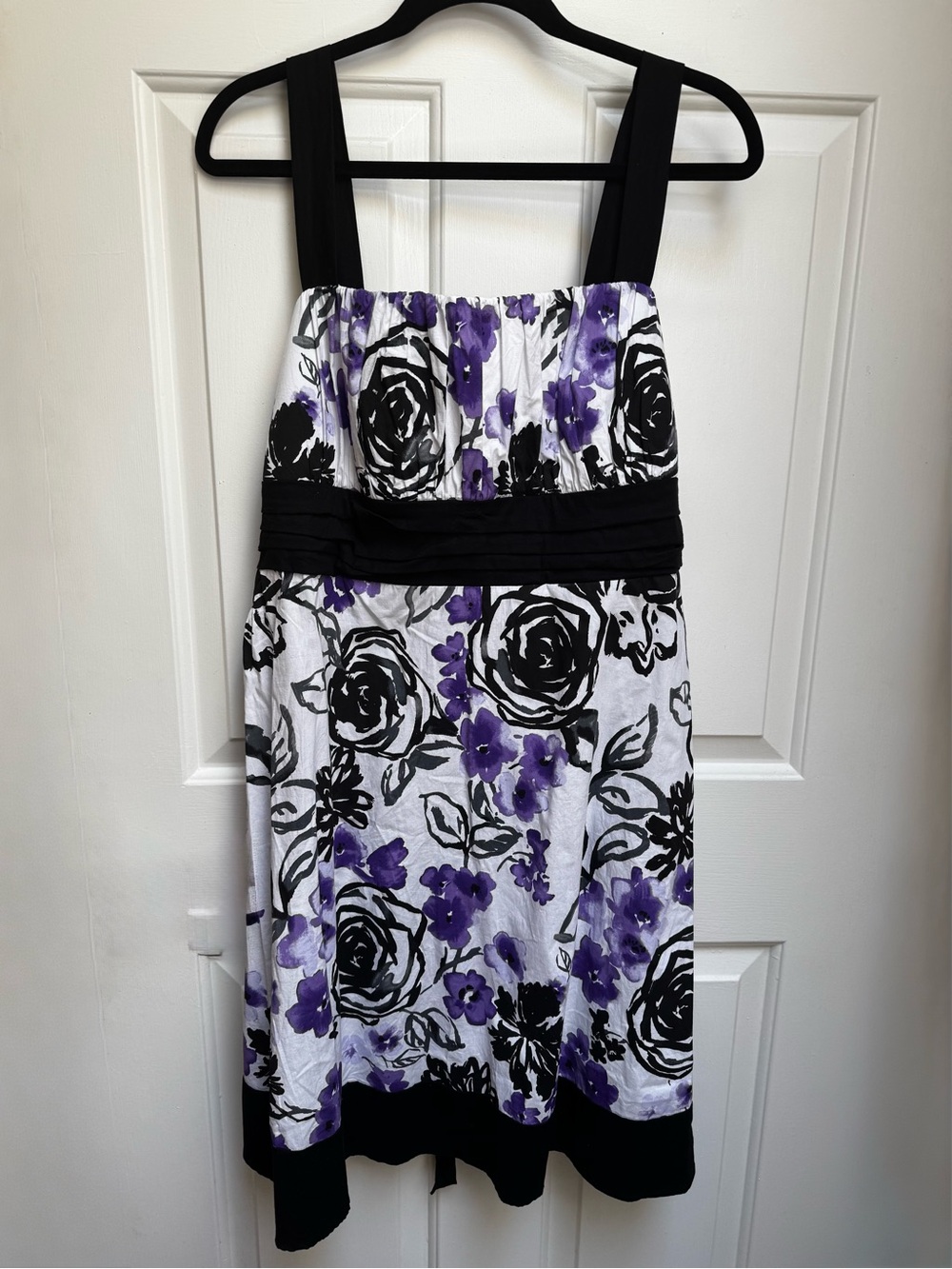 TABOO Garden Tea Party Floral Purple Black White Feminine Dress Womens size 2X